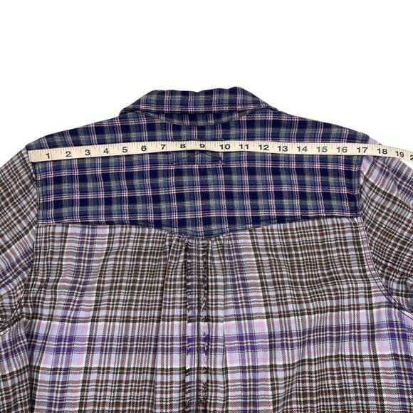 We The Free Womens Boho Blue Layer It Up Plaid Button Up Layered Shirt Sz S - Picture 16 of 16